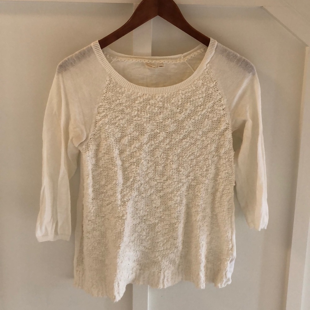 Knit textured cream sweater